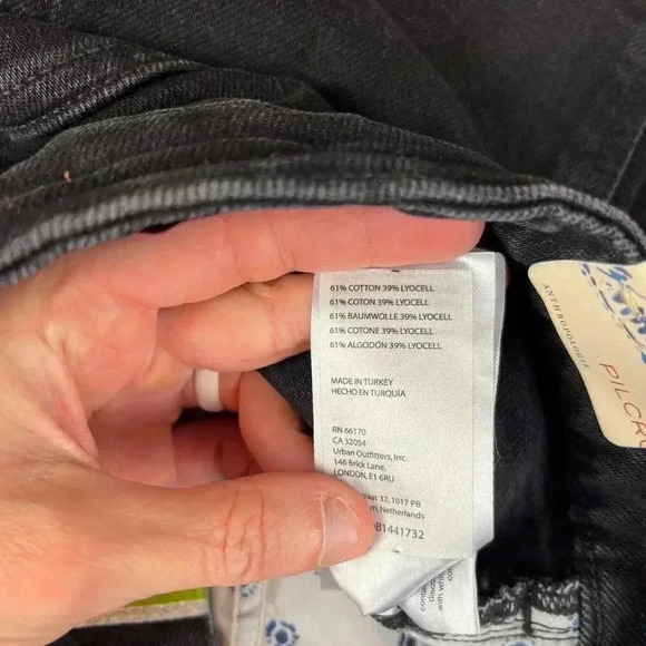 Anthropologie PILCRO Split Hem High-Rise Women's Black Jeans Straight 30X33 NWT - Picture 7 of 14